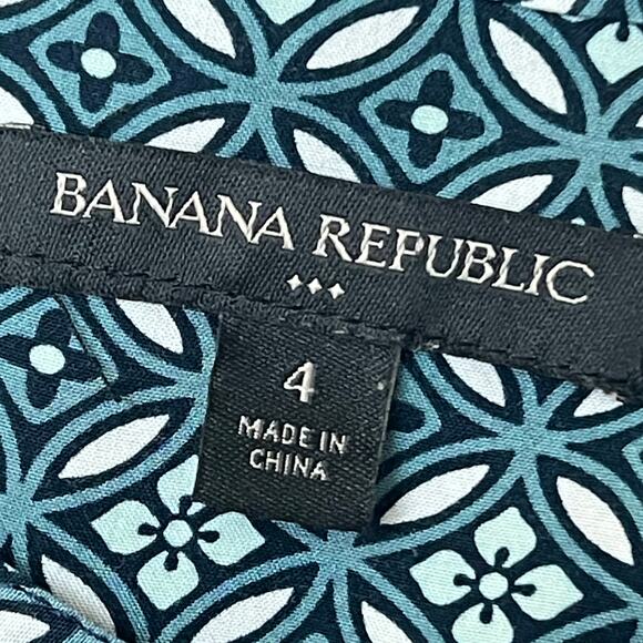 Banana Republic Academia Print Shirtdress Geometric Pattern Long Sleeve Womens 4 - Picture 9 of 10